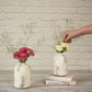 Metal Bottle Flower Vase, Off - white Crackled, Set of 2 - 6.2'' - Behoma