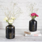 Metal Bottle Flower Vase, Off - white Crackled, Set of 2 - 6.2'' - Behoma