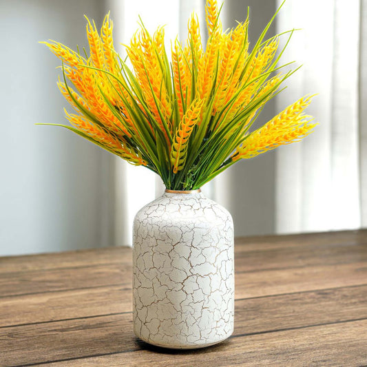 Metal Bud Bottle Flower Vase, Off - white Crackled, 6.2'' - Behoma