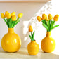 Metal Bud flower Vase Yellow set - 6.9'' & 4.7'' - Behoma