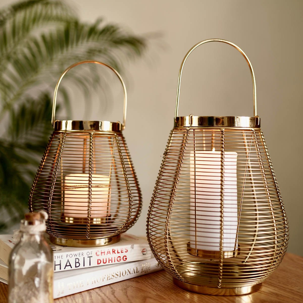 Metal Cage Lantern, Brass - 7.2''X 7.08'' - Behoma