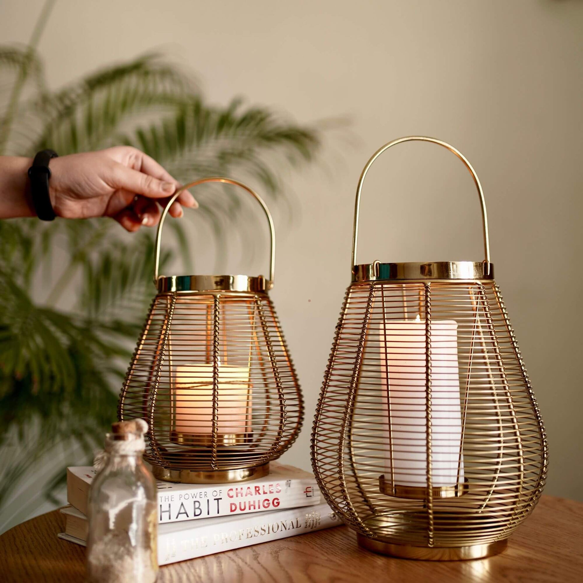 Metal Cage Lantern, Brass - 7.2''X 7.08'' - Behoma