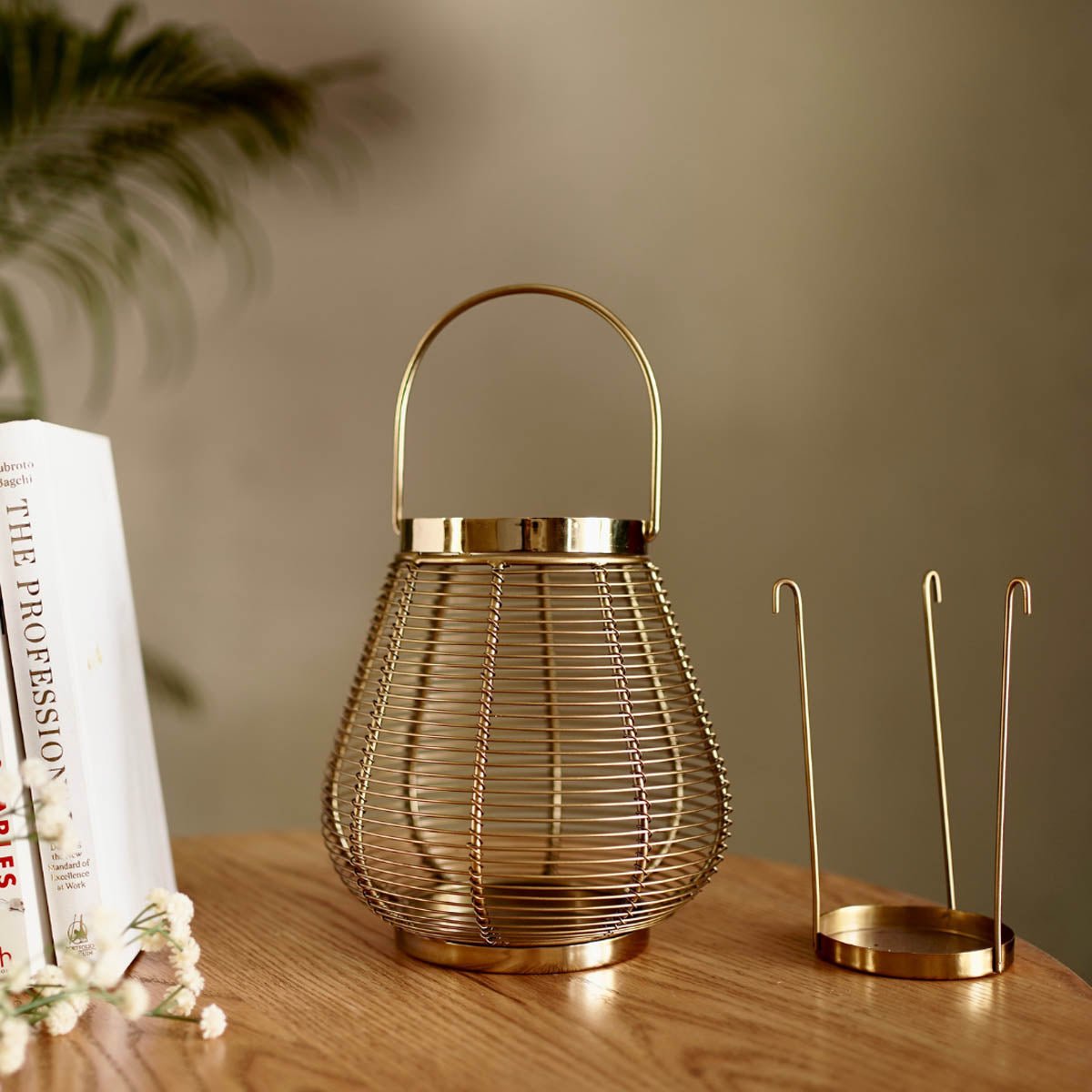 Metal Cage Lantern, Brass - 9.8''X 7.8'' - Behoma