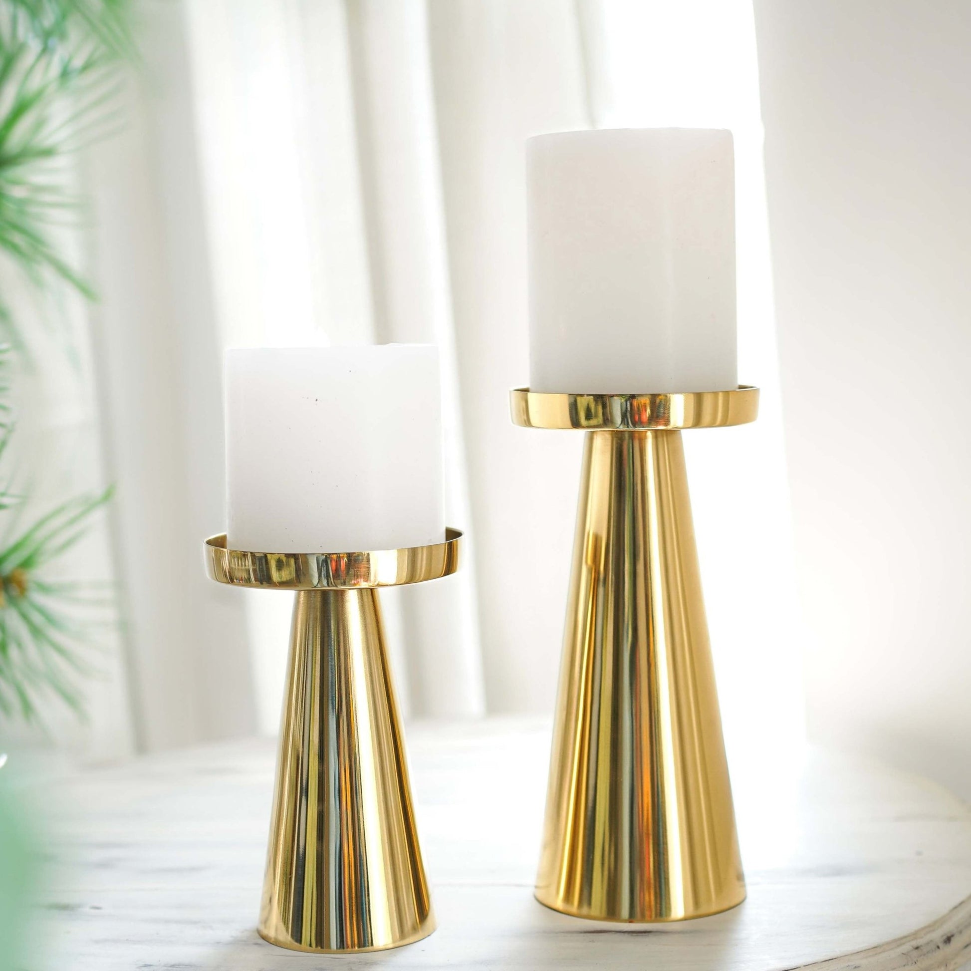 Metal Candle Holder Set of 2 - Gold - Behoma