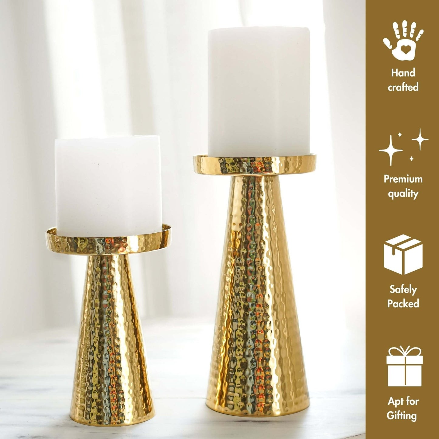 Metal Candle Holder Set of 2 - Gold - Behoma