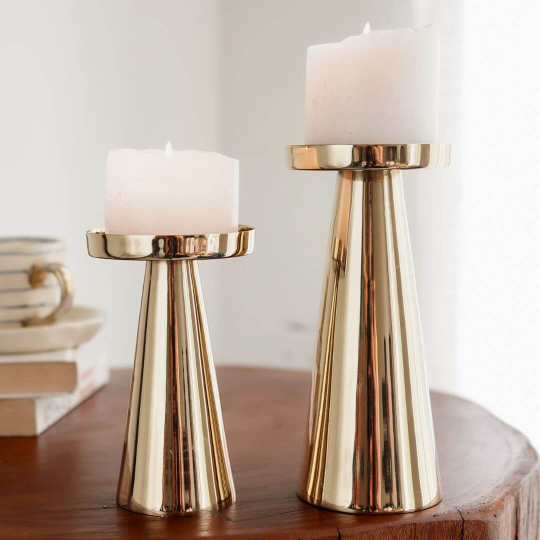 Metal Candle Holder Set of 2 - Gold - Behoma