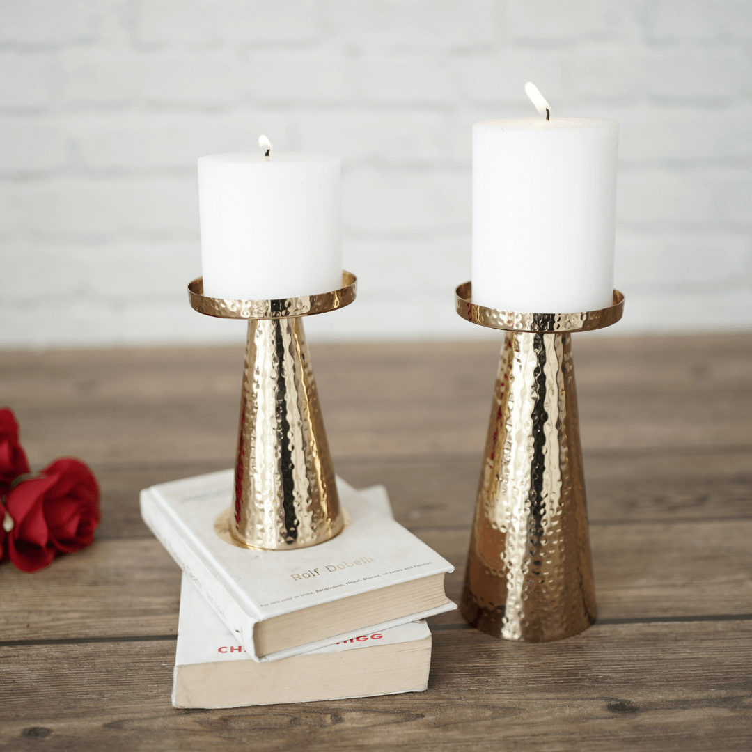 Metal Candle Holder Set of 2 - Gold - Behoma