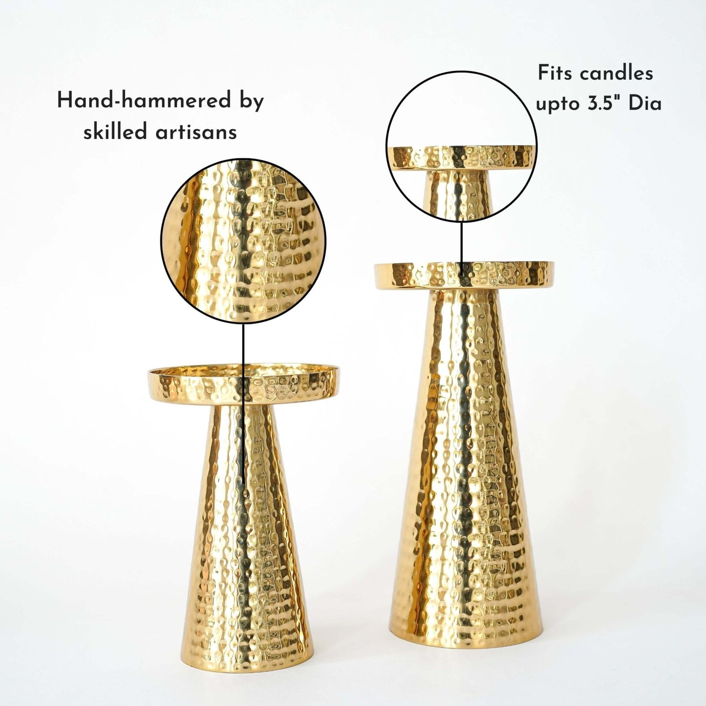 Metal Candle Holder Set of 2 - Gold - Behoma