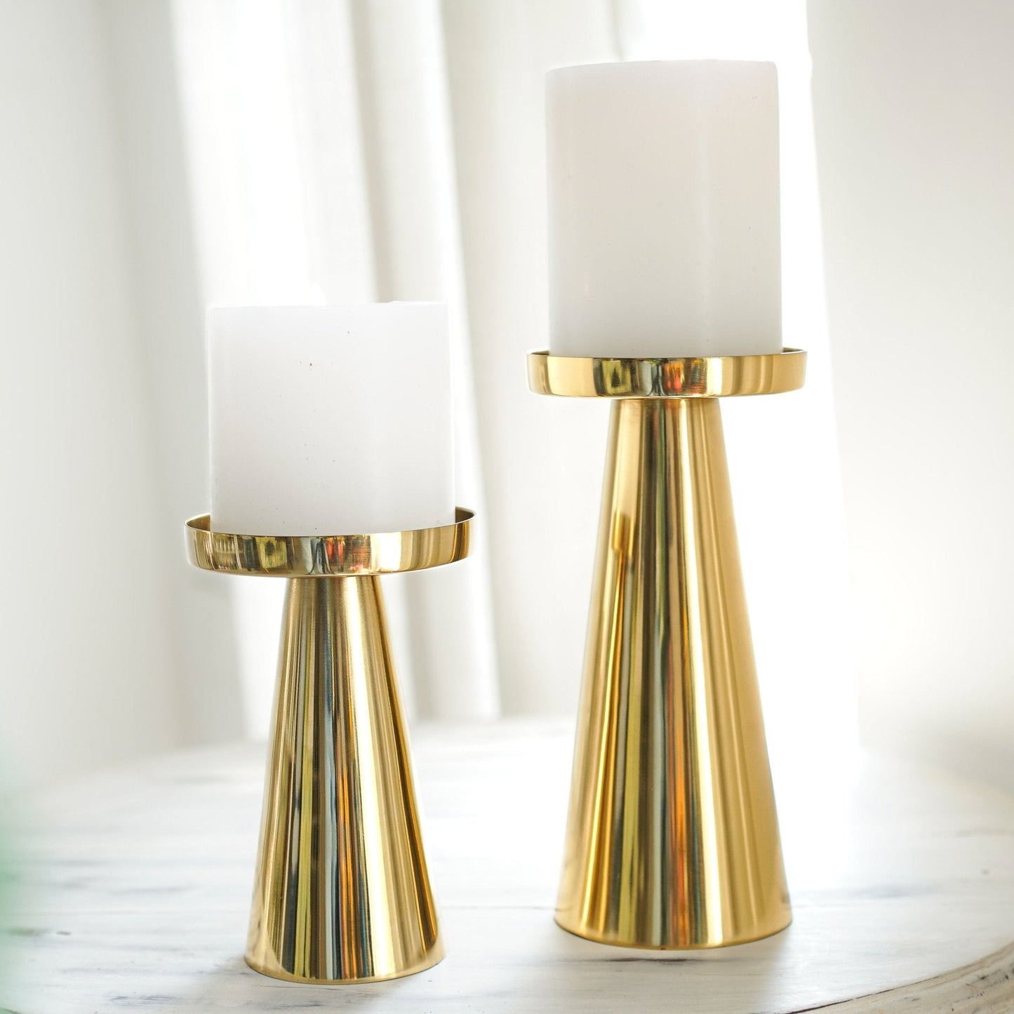 Metal Candle Holder Set of 2 - Gold - Behoma