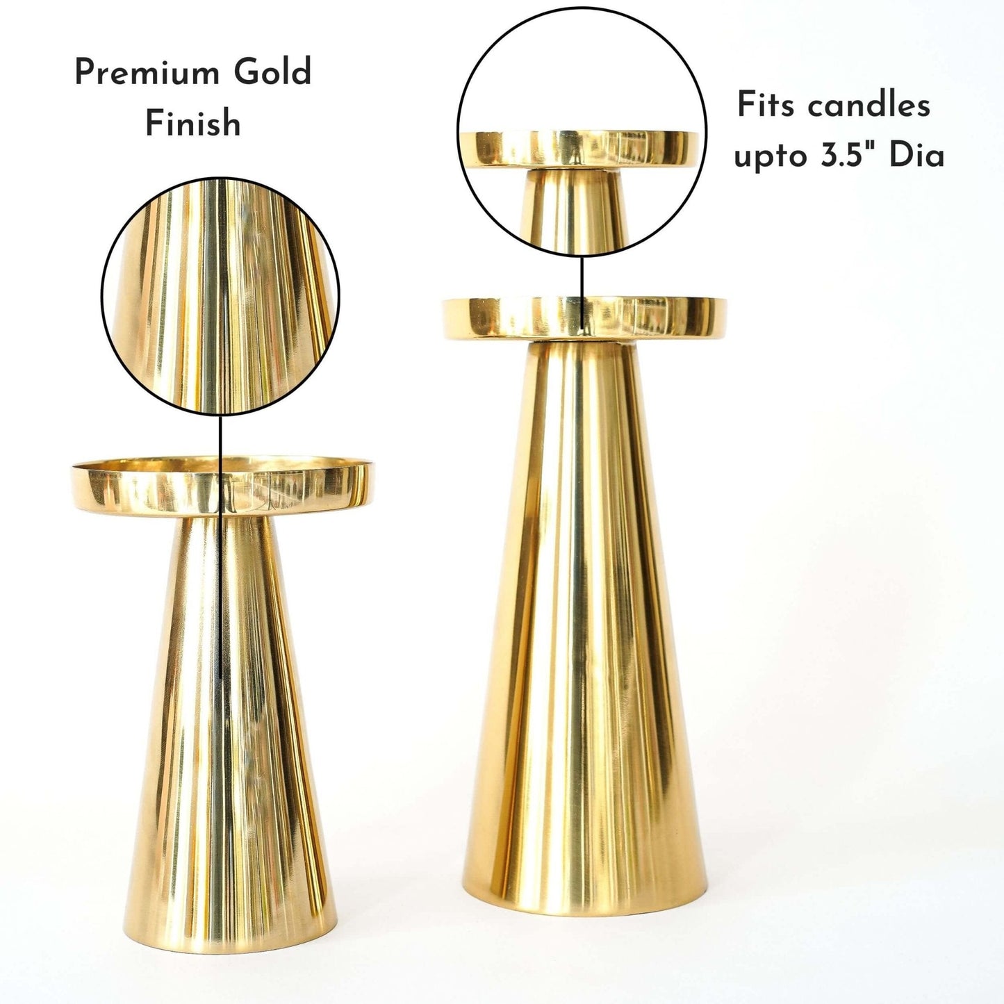 Metal Candle Holder Set of 2 - Gold - Behoma