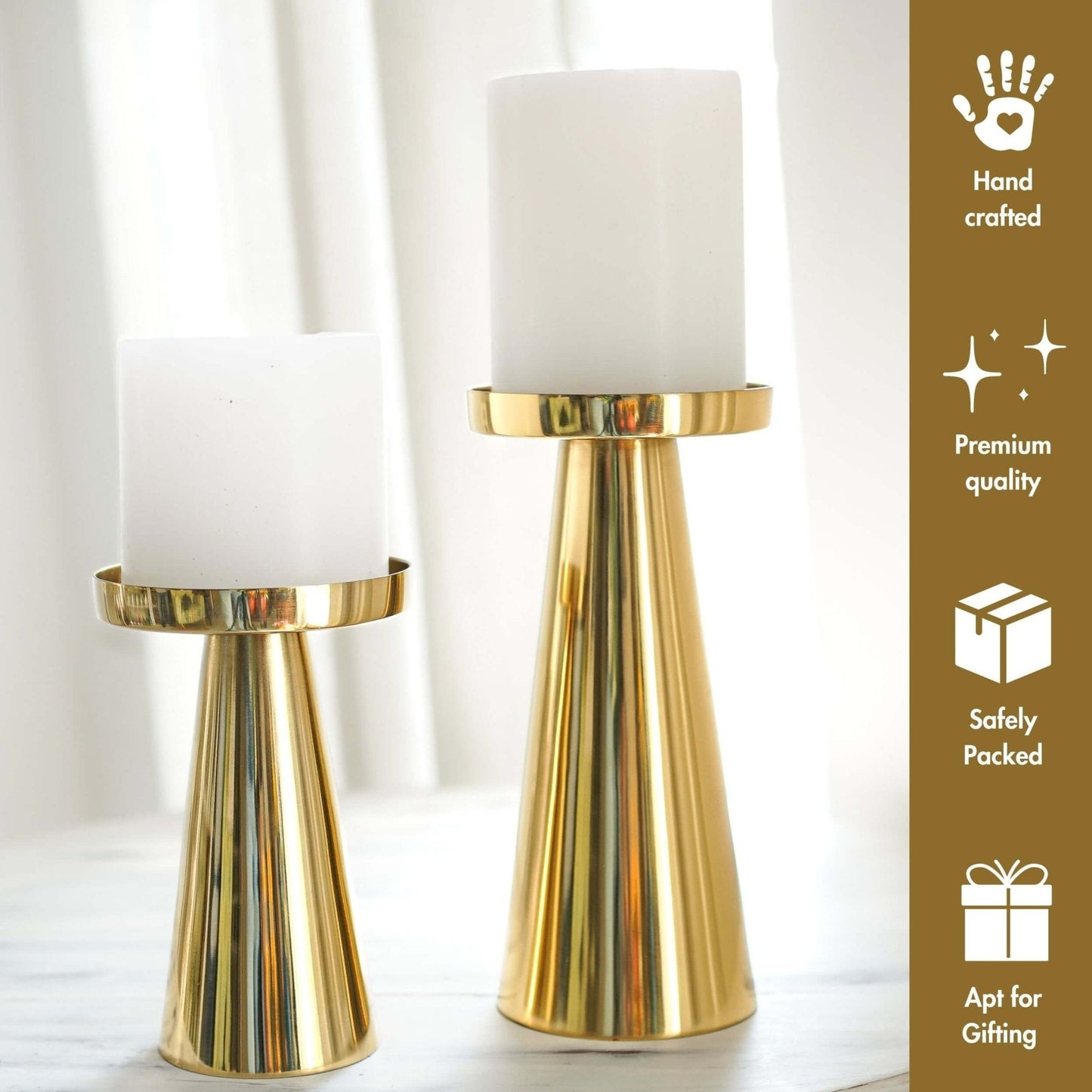 Metal Candle Holder Set of 2 - Gold - Behoma