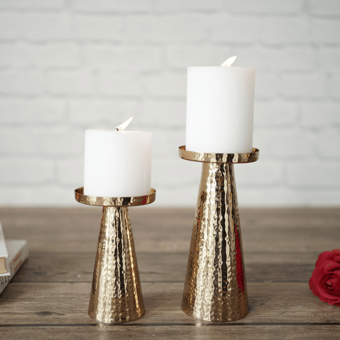 Metal Candle Holder Set of 2 - Gold - Behoma