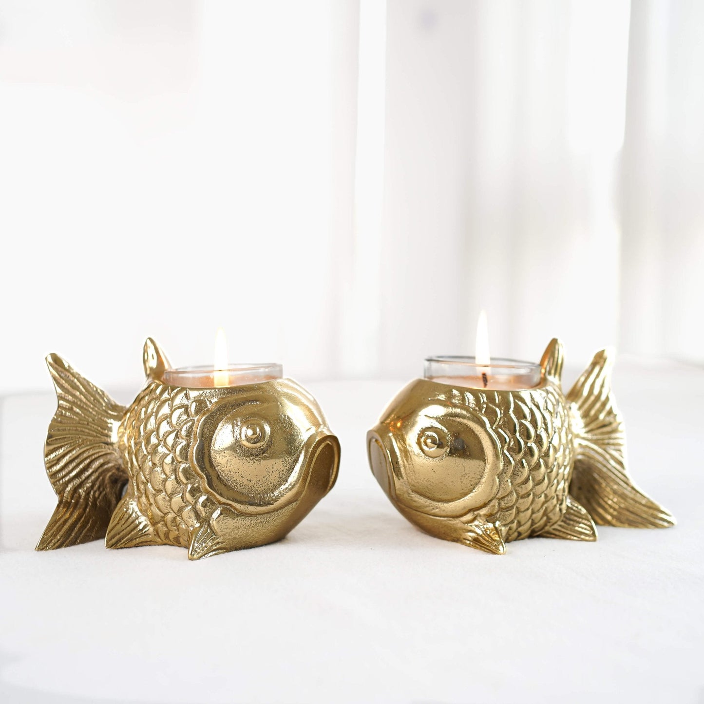 Metal Fish Candle Holder, Set - Behoma