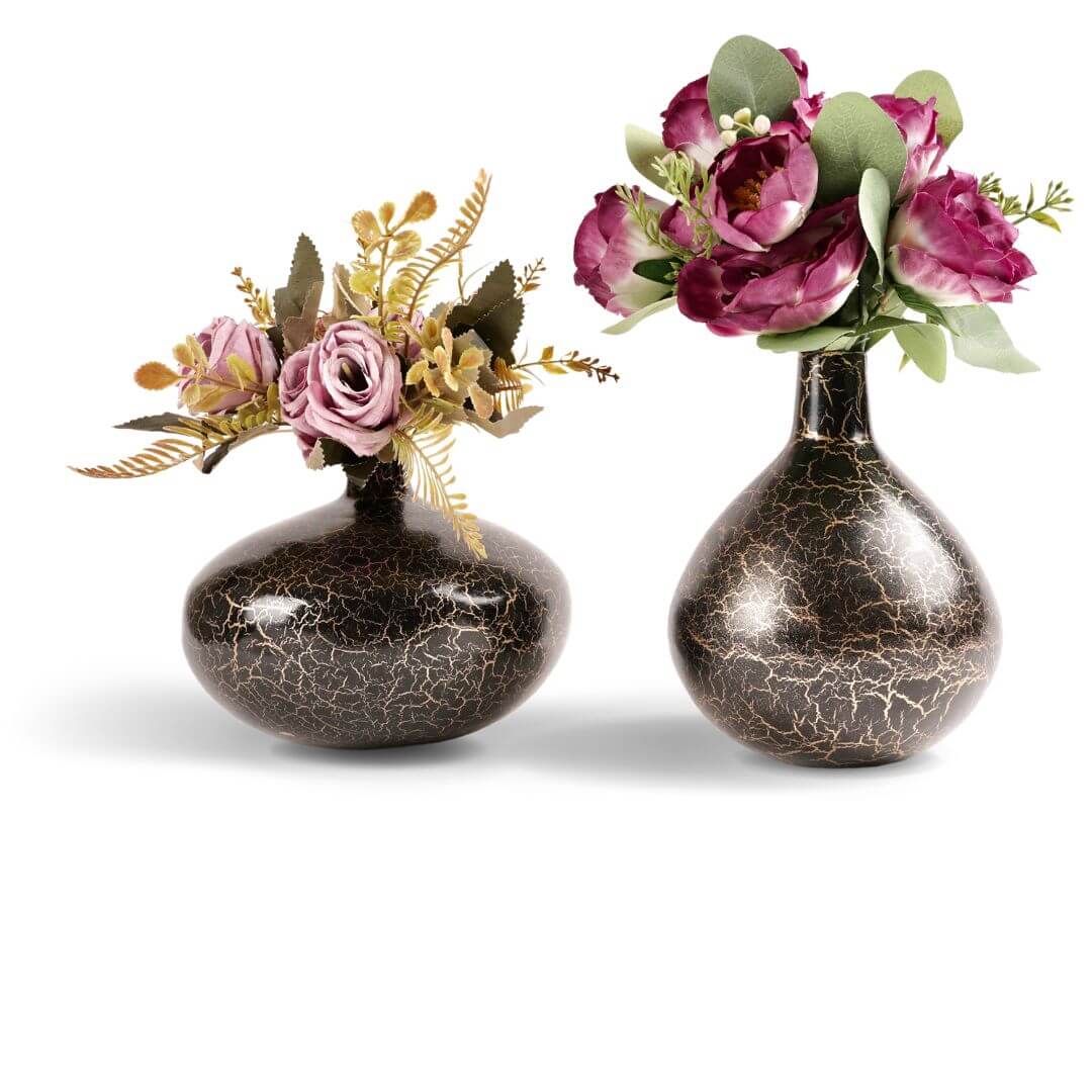 Metal Flower Vase, Black, 5.5'' - Behoma