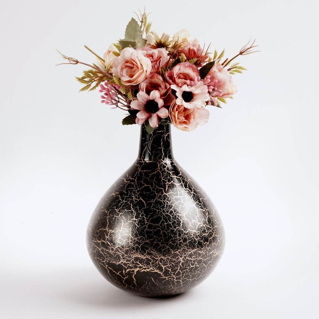 Metal Flower Vase, Black, 5.5'' - Behoma