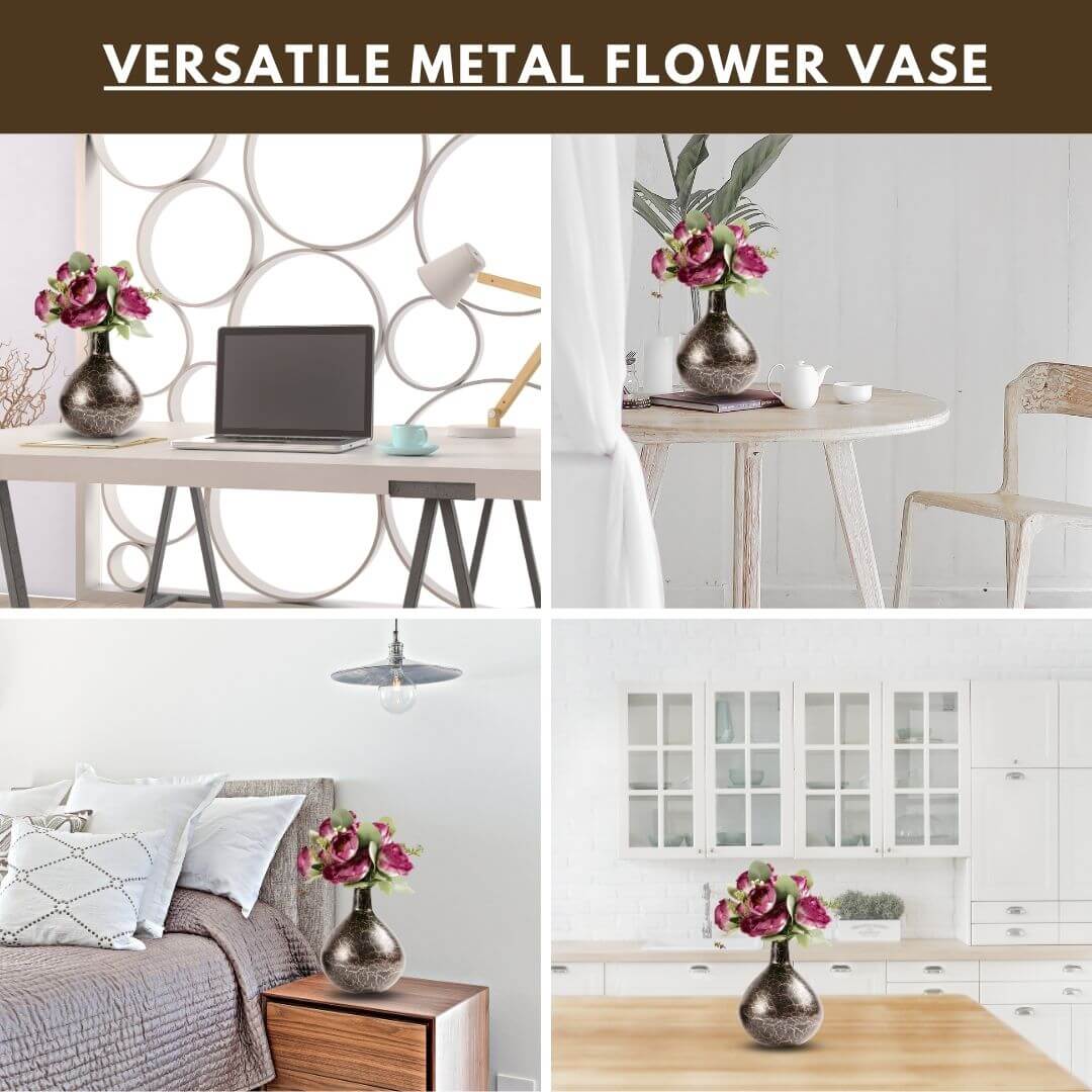 Metal Flower Vase, Black - 7.2'' - Behoma