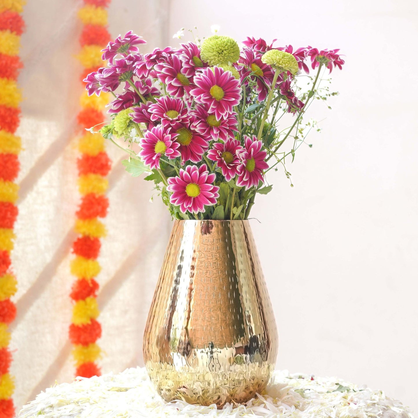 Metal Flower Vase Drop Shape | Gold - Behoma