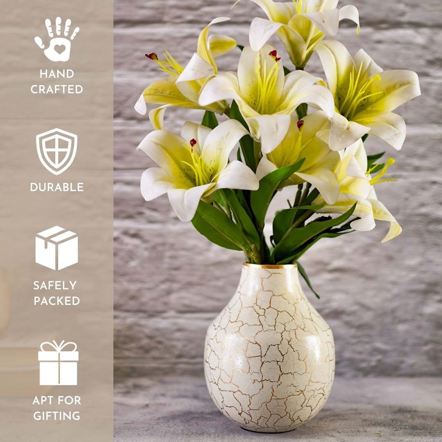 Metal Flower Vase, Off - white, 6.1'' - Behoma