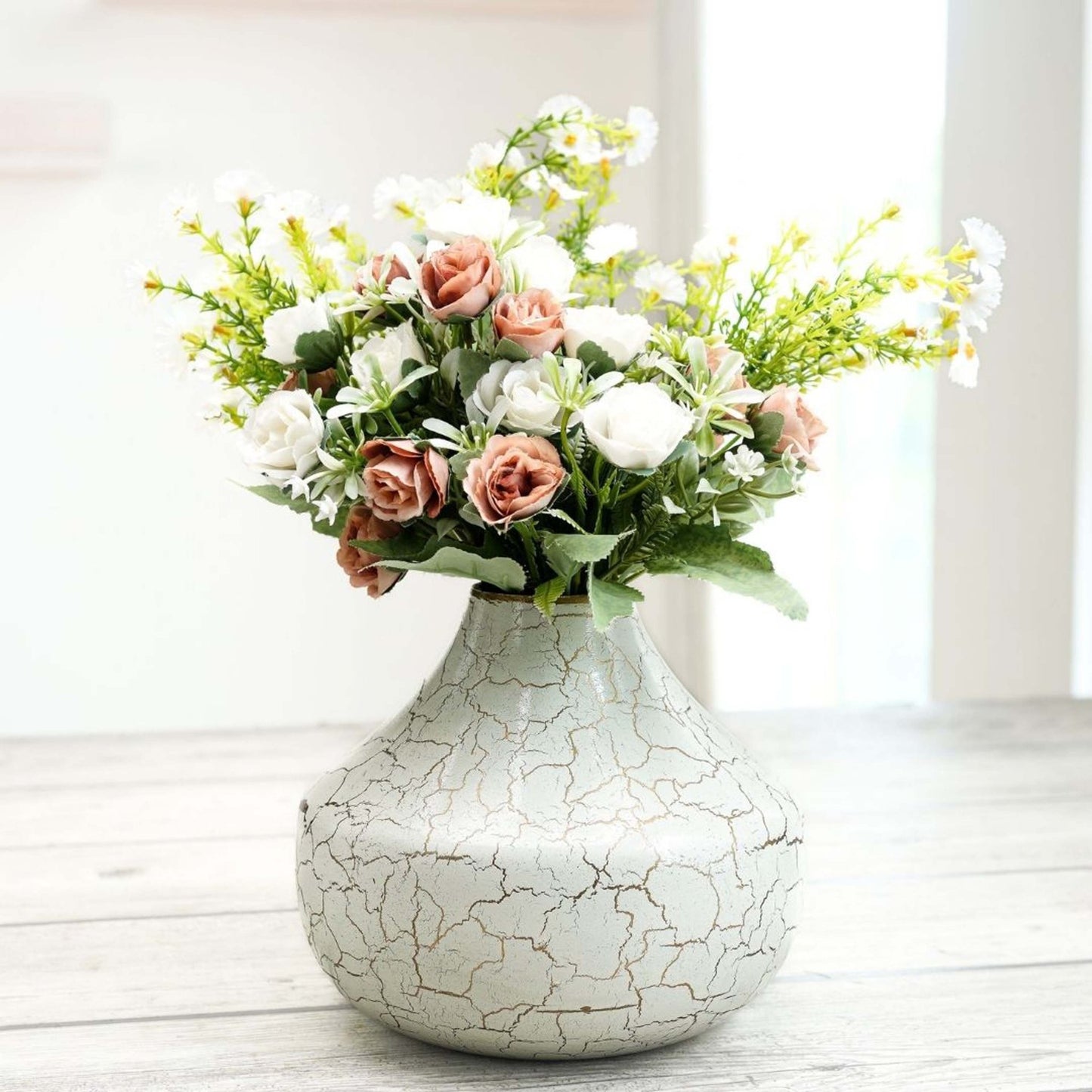 Metal Flower Vase, Off - white, 6.1'' - Behoma