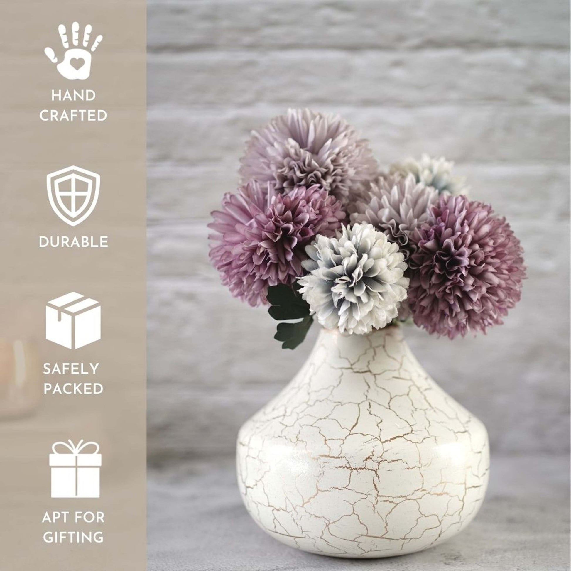 Metal Flower Vase, Off - white, 6.1'' - Behoma