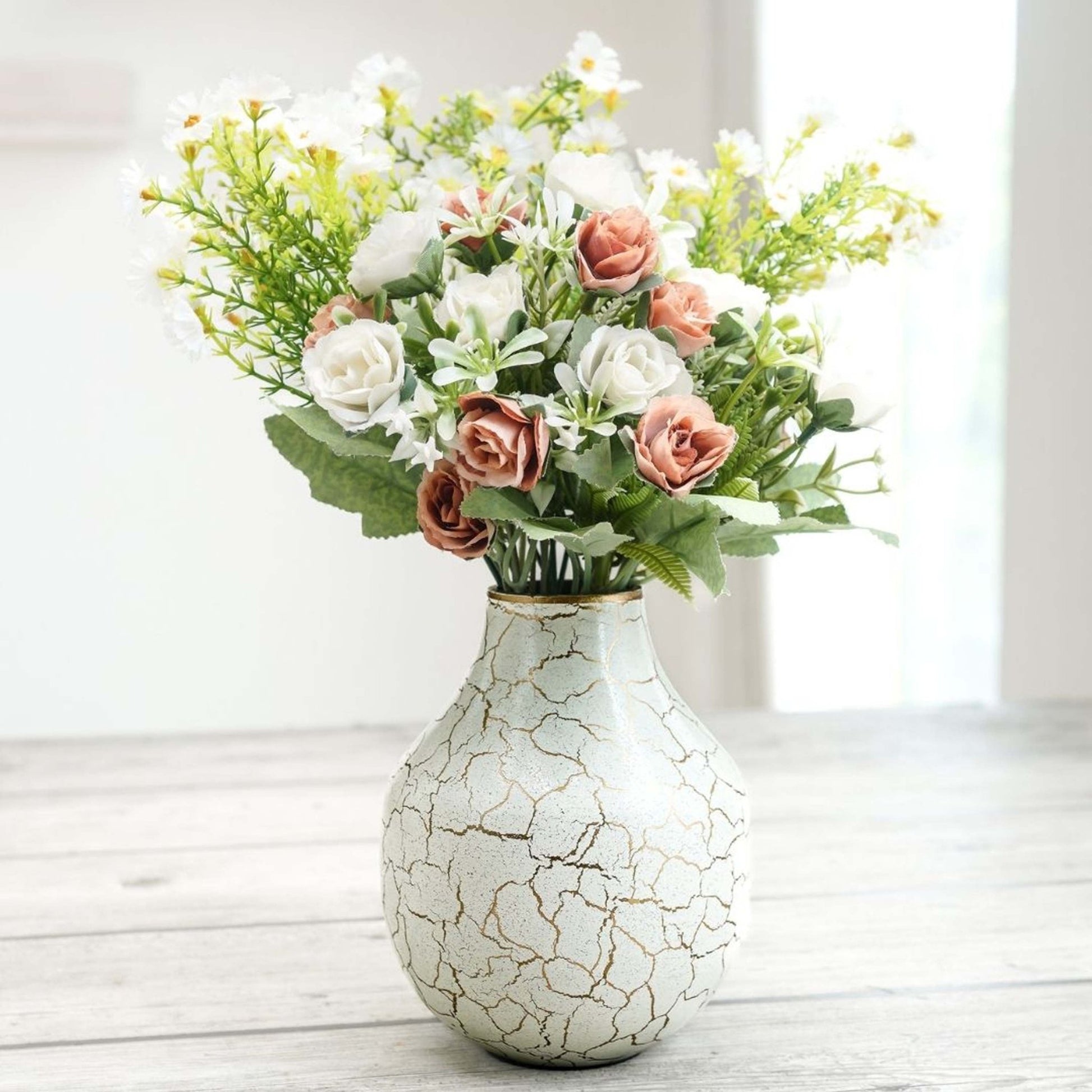 Metal Flower Vase, Off - white, 6.1'' - Behoma