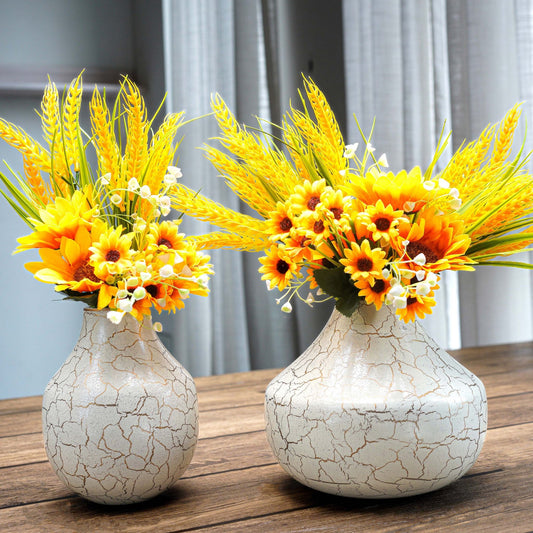 Metal Flower Vase, Off - White, - Set of 2 - 6.1'' - Behoma