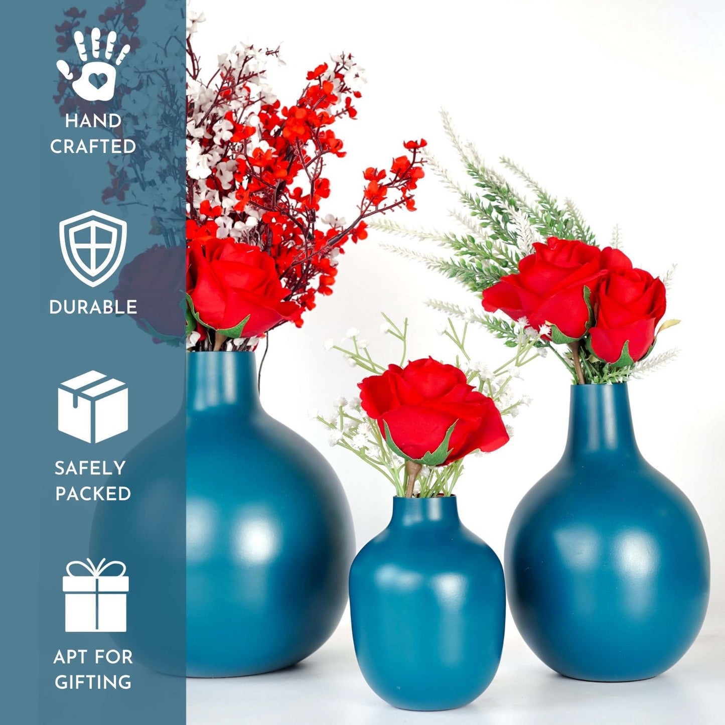 Metal Flower Vase | Opal Blue - Behoma