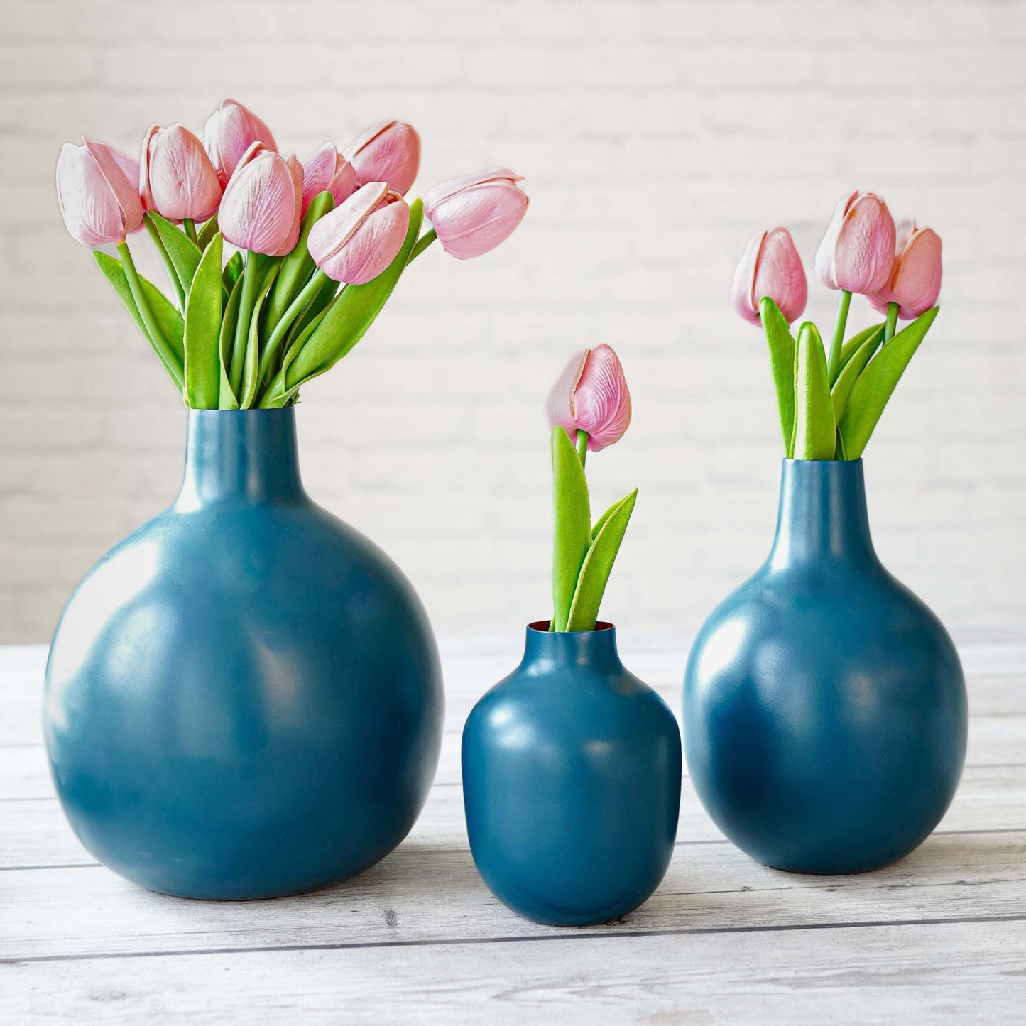 Metal Flower Vase | Opal Blue - Behoma