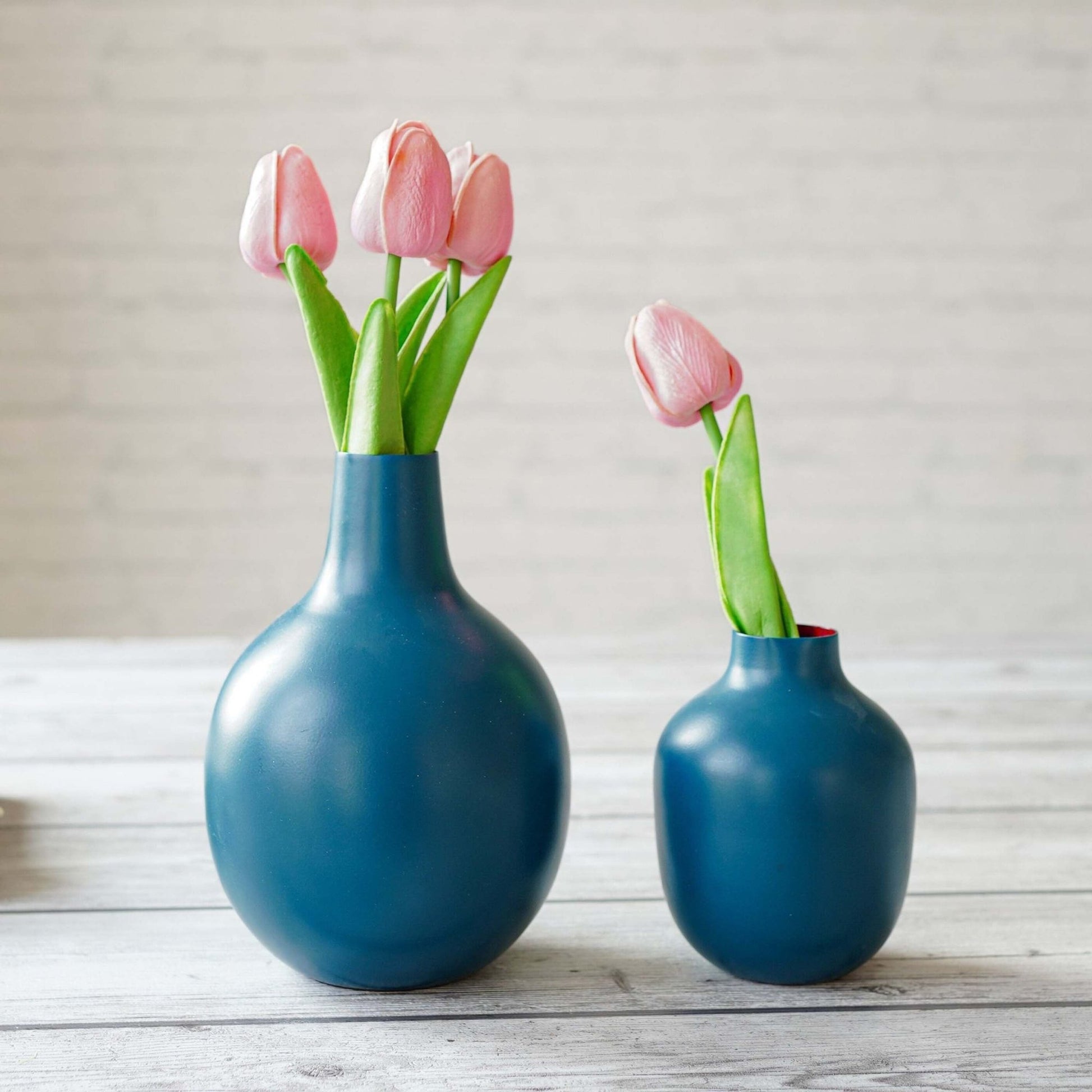 Metal Flower Vase | Opal Blue - Behoma