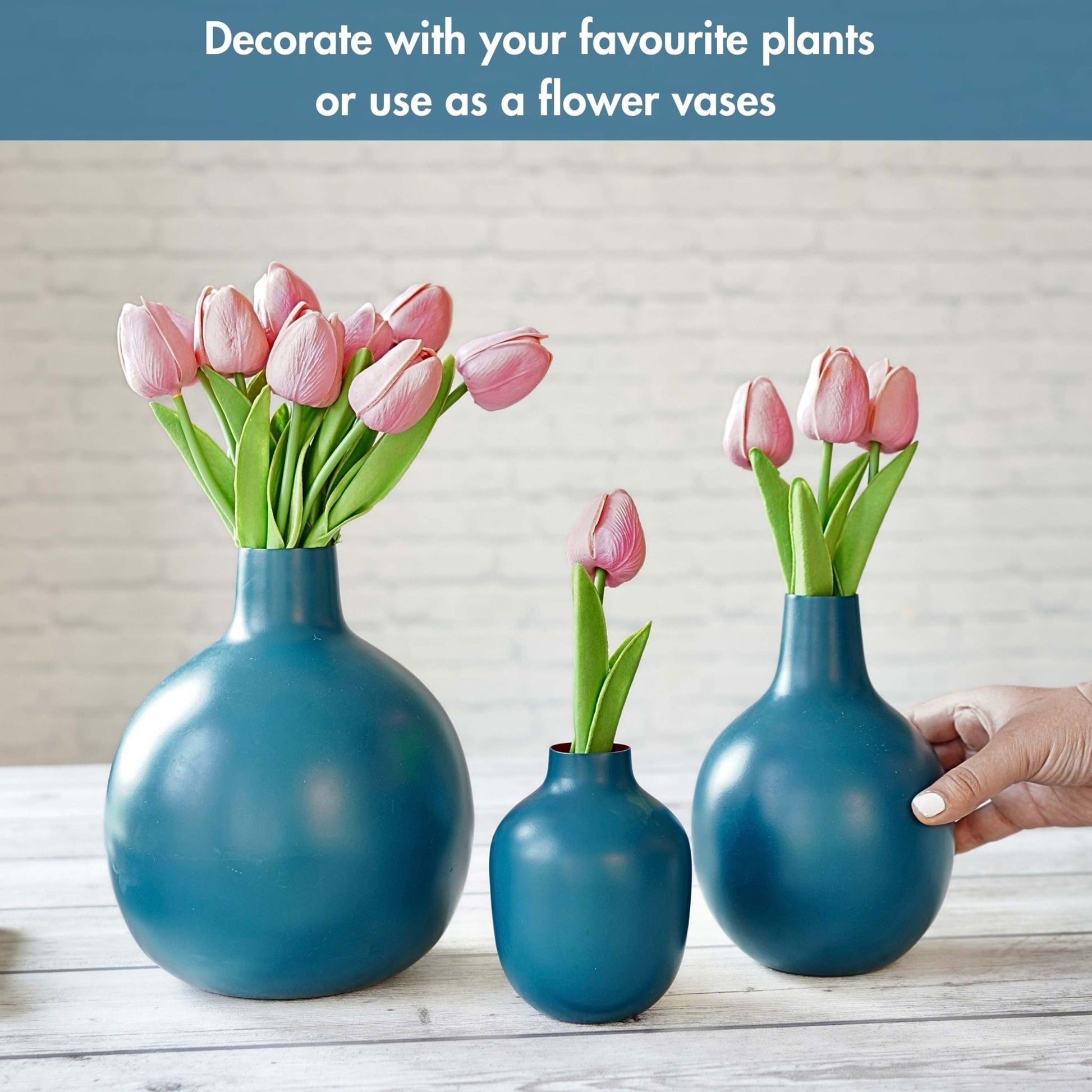 Metal Flower Vase | Opal Blue - Behoma