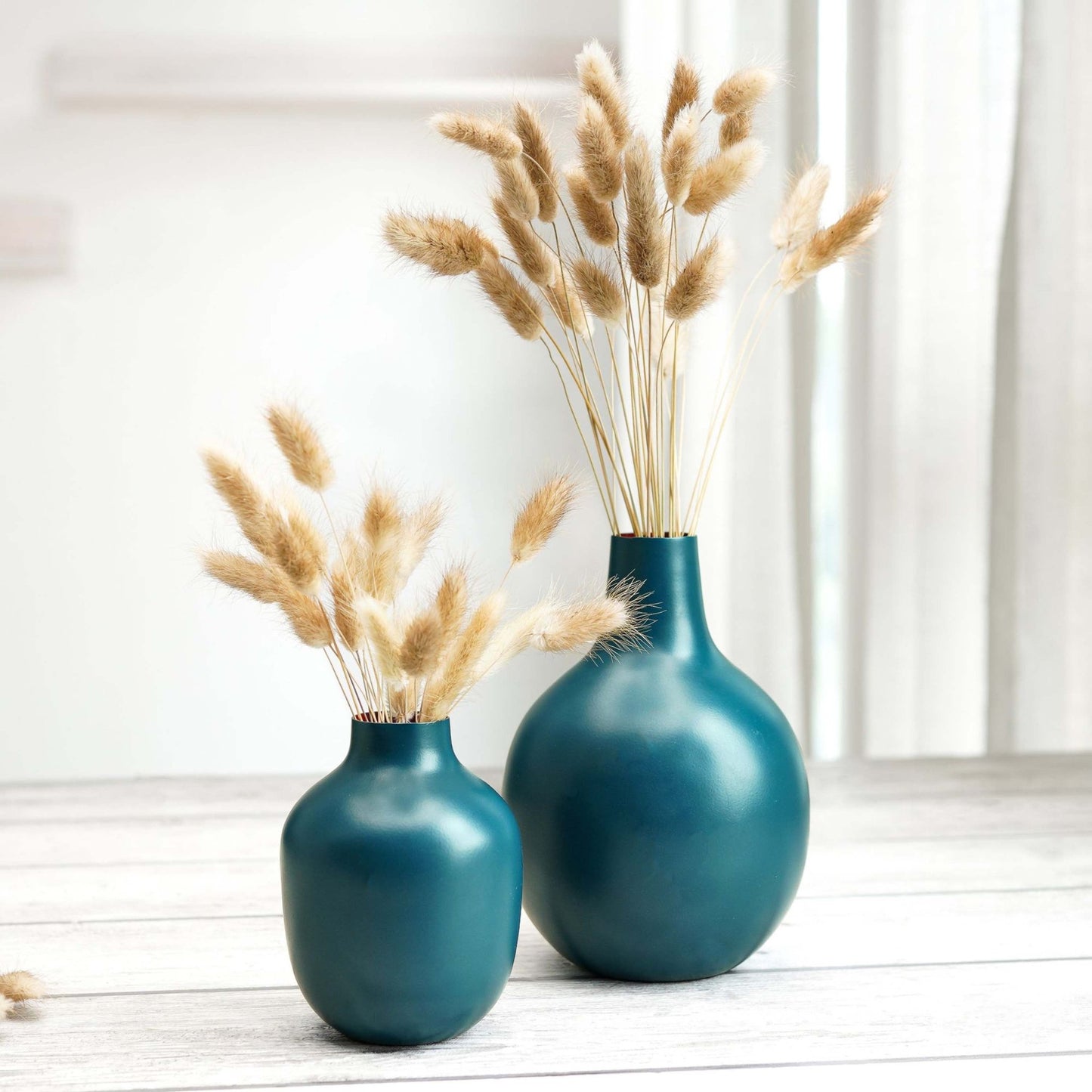 Metal Flower Vase | Opal Blue - Behoma