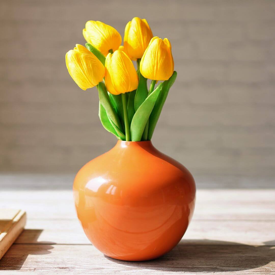 Metal Flower Vase | Rusty Orange - Behoma