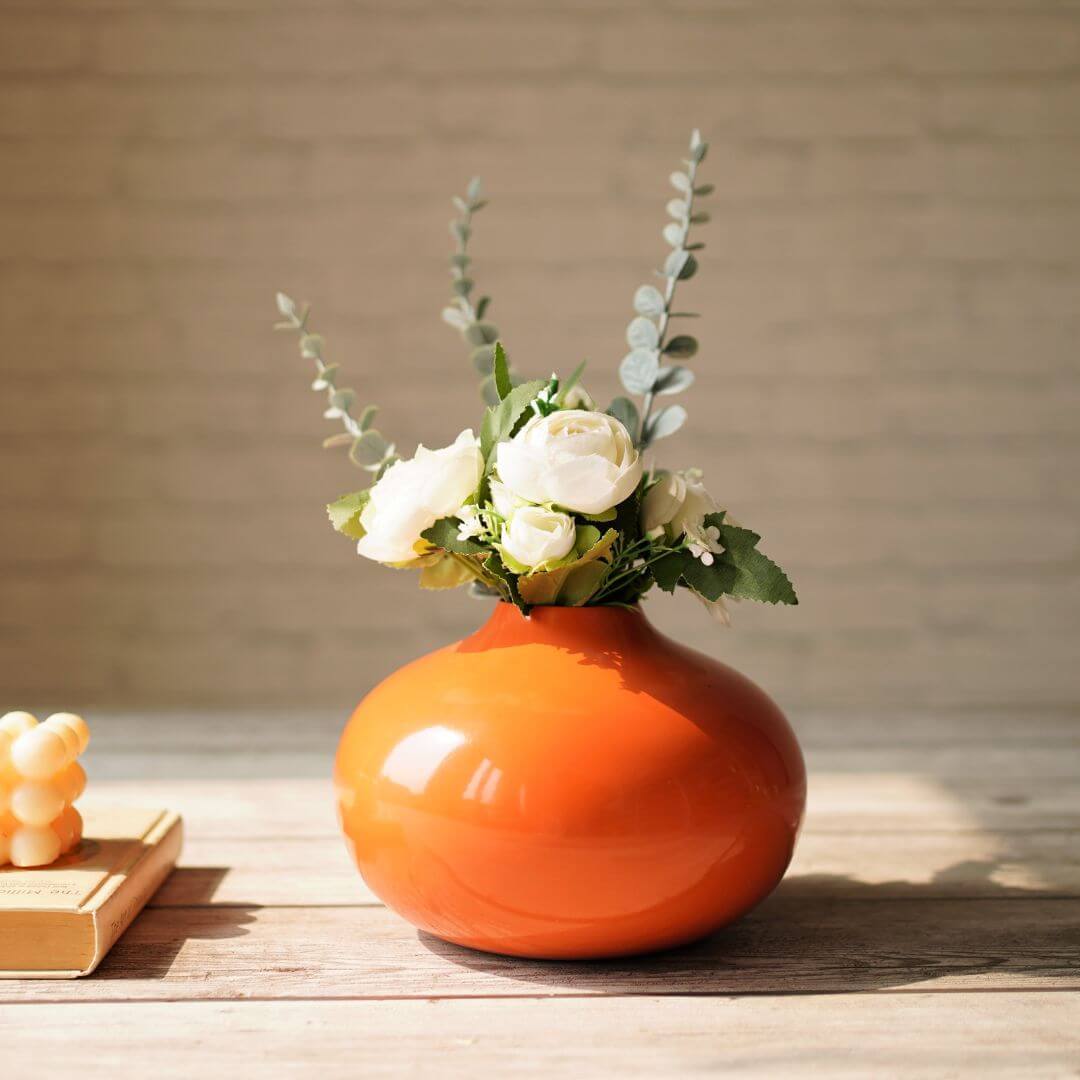 Metal Flower Vase | Rusty Orange - Behoma