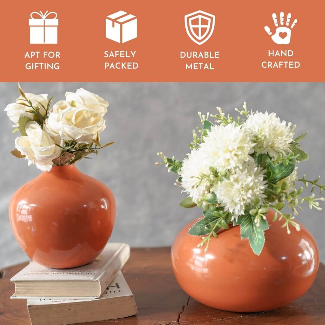 Metal Flower Vase | Rusty Orange - Behoma