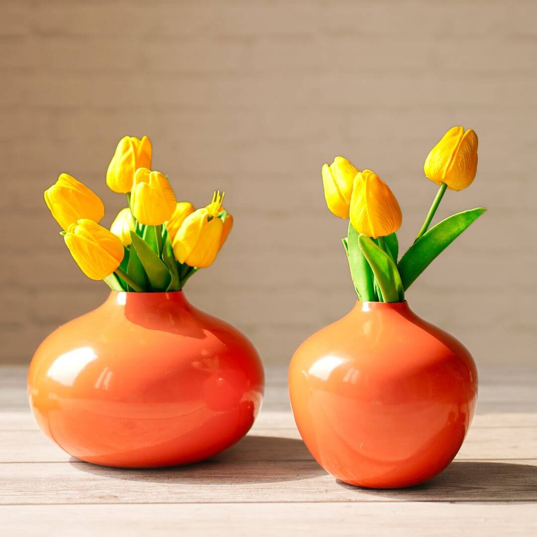 Metal Flower Vase | Rusty Orange - Behoma