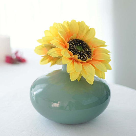 Metal Flower Vase, Sea Mist Green, 5.5'' - Behoma