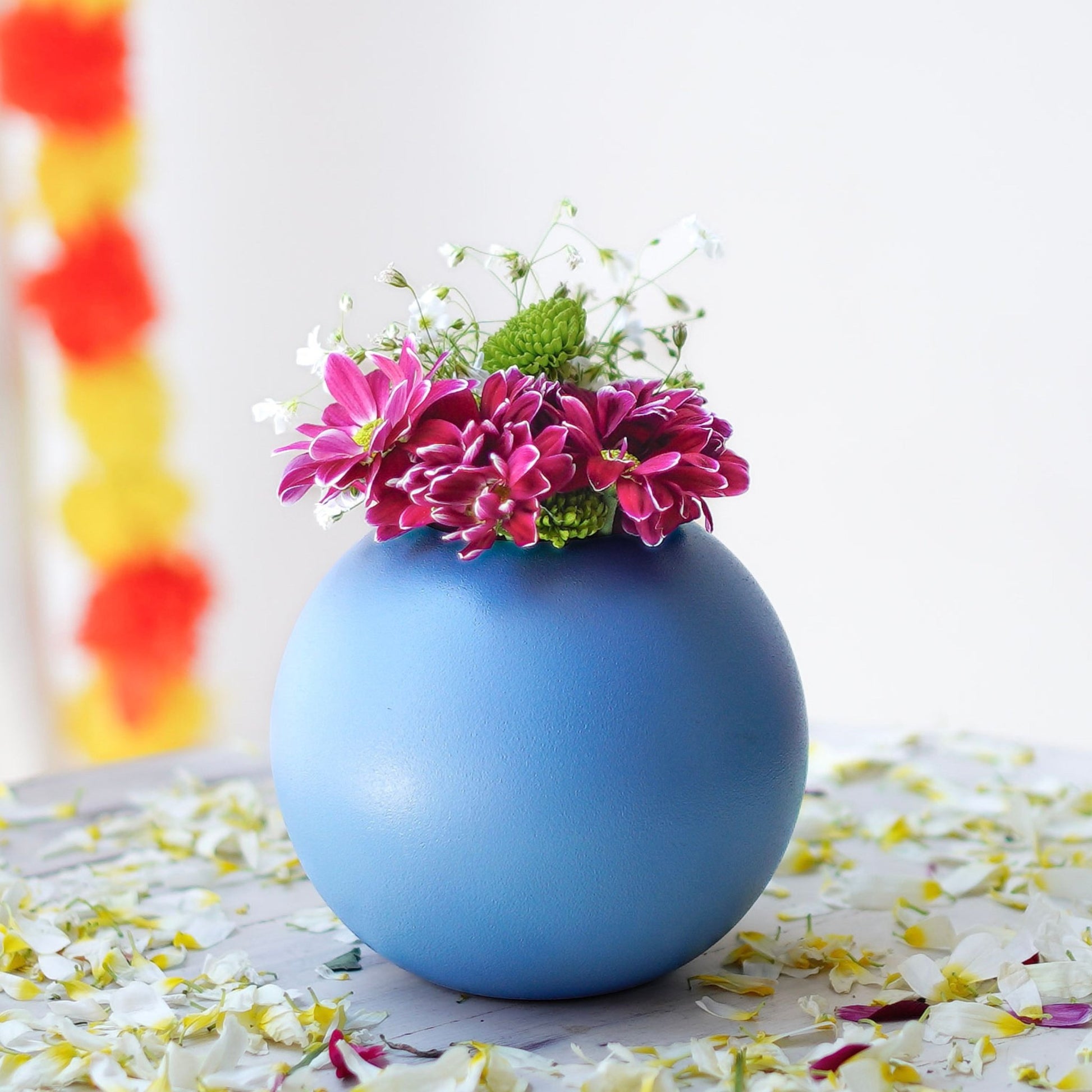 Metal Flower Vase Set of 2 | Blue - Behoma