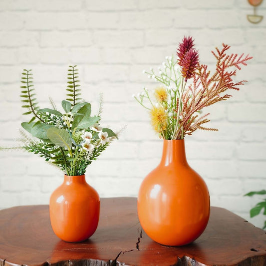 Metal Flower Vase Set of 2 | Orange - Behoma