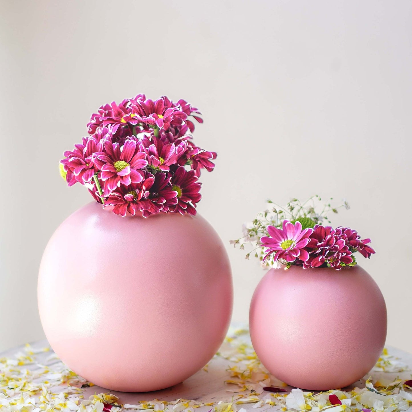 Metal Flower Vase Set of 2 | Pink - Behoma