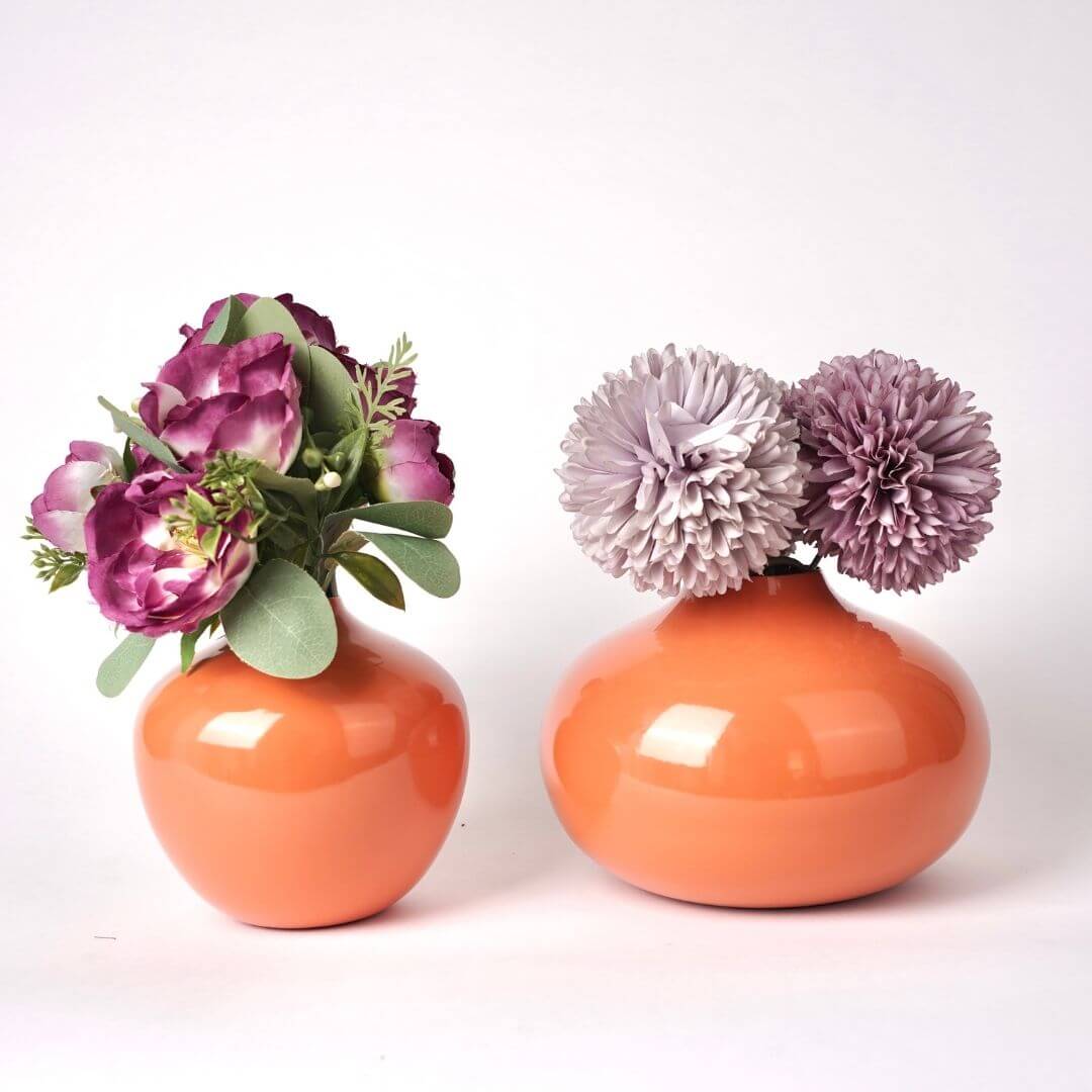 Metal Flower Vase Set of 2 | Rusty Orange - Behoma