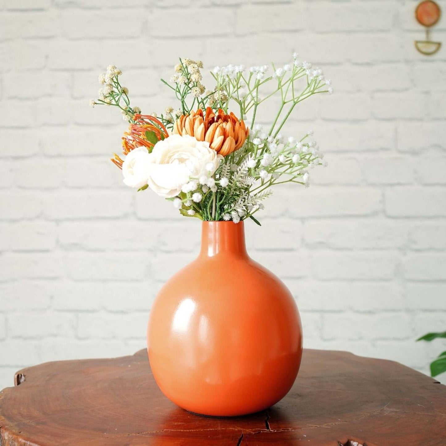 Metal Flower Vase, Set of 3 | Orange - Behoma