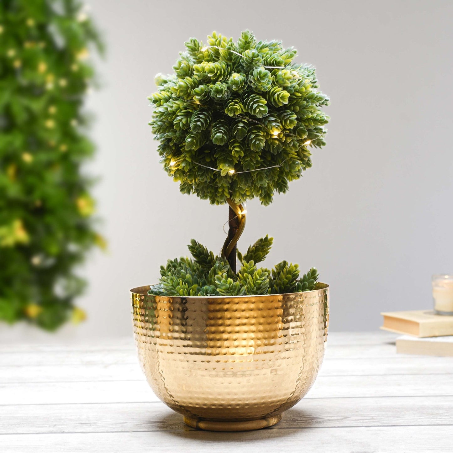 Metal Hammered Bowl Planter - Gold, 5.5'' - Behoma