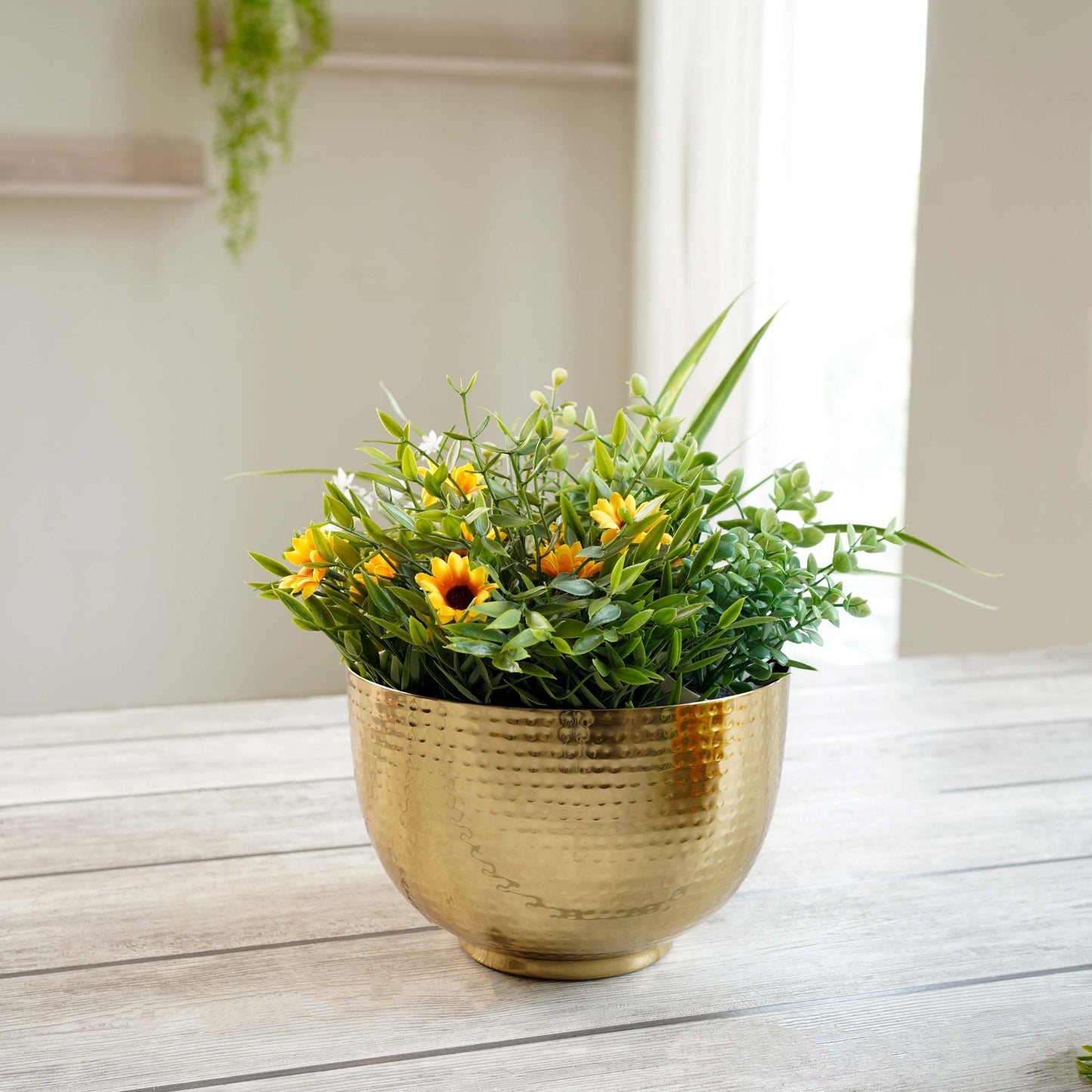 Metal Hammered Bowl Planter - Gold, 5.5'' - Behoma