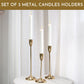 Metal Hammered Candle Holder Set of 2 - Gold - Behoma