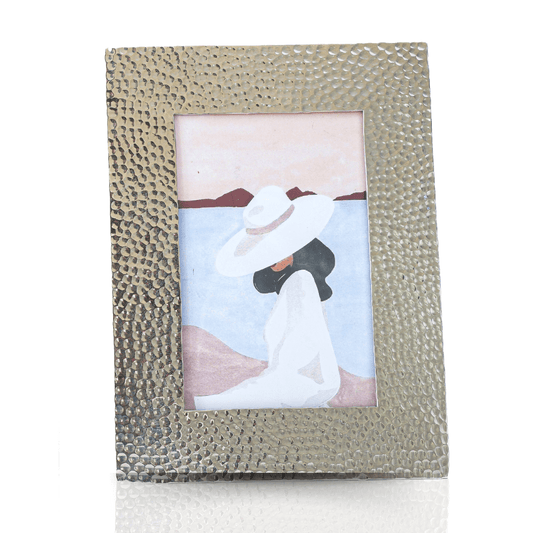 Metal Hammered Photo Frame , Silver - 5x7 - Behoma