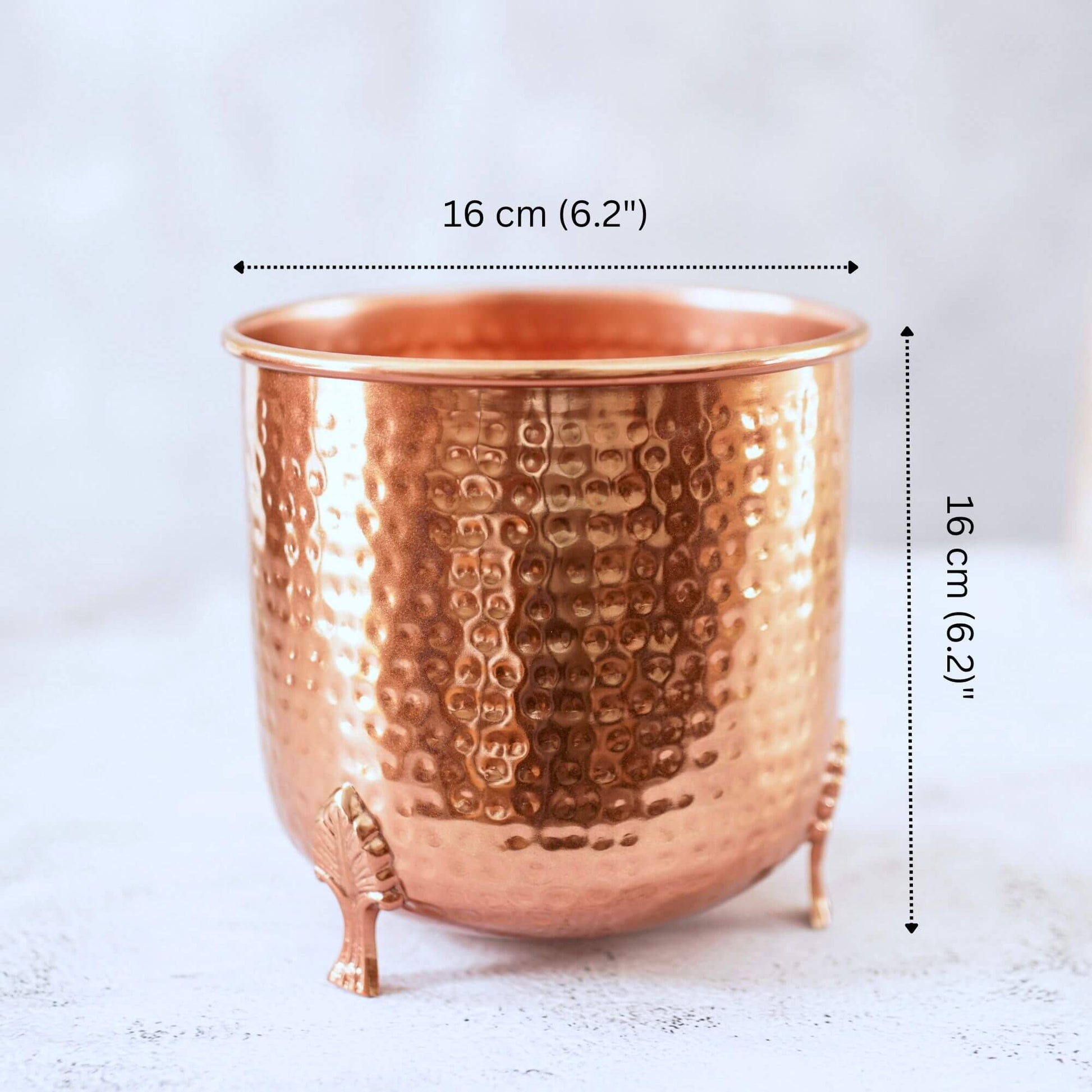 Metal Hammered Planter, Copper, Set of 2 - 6.2'' - Behoma