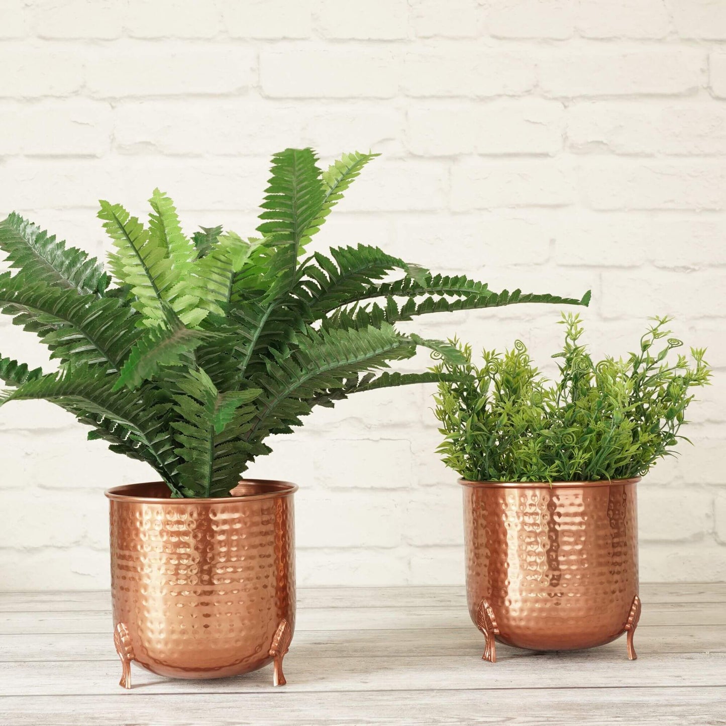 Metal Hammered Planter, Copper, Set of 2 - 6.2'' - Behoma