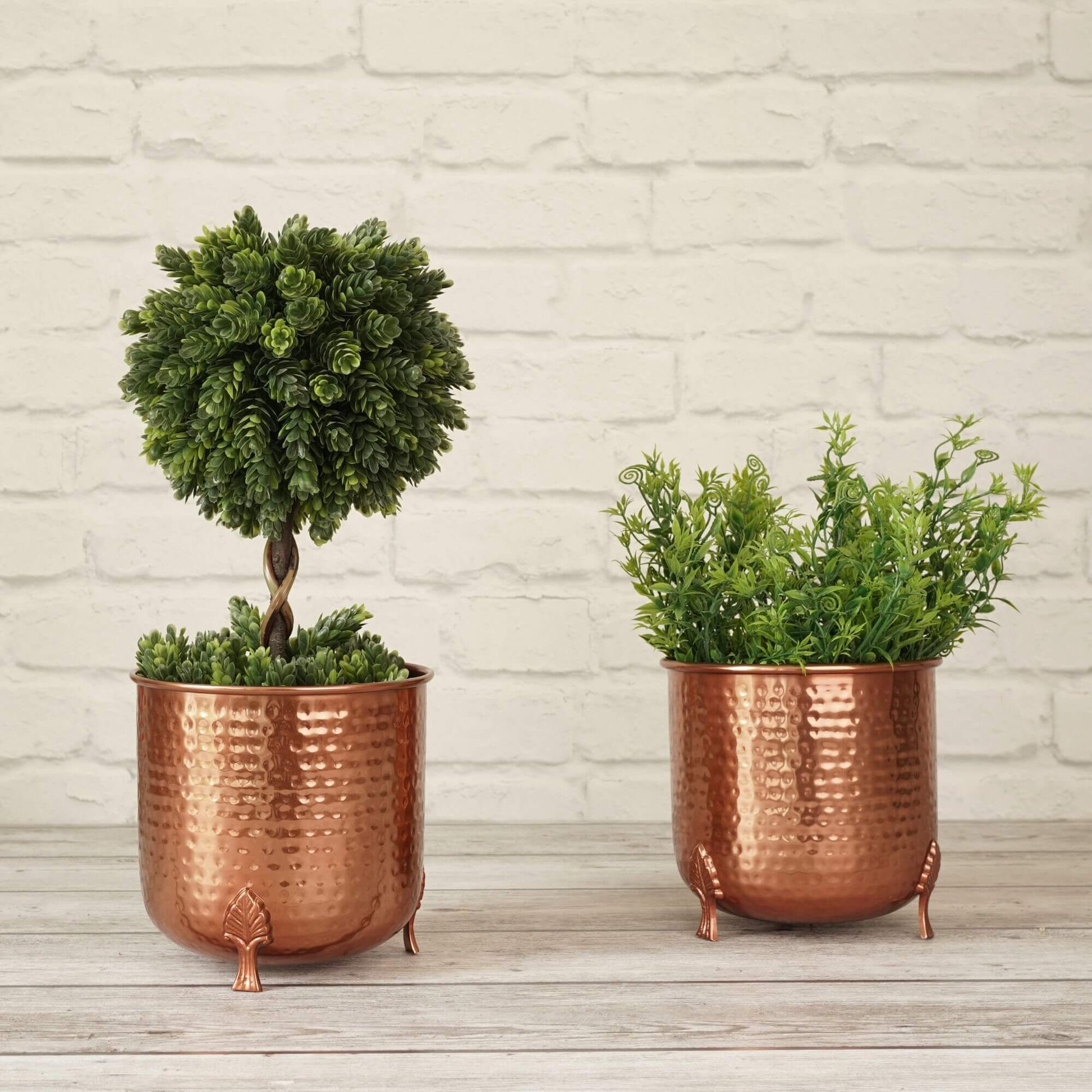 Metal Hammered Planter, Copper, Set of 2 - 6.2'' - Behoma