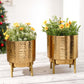 Metal Hammered Planter, Gold, 7.8'' - Behoma