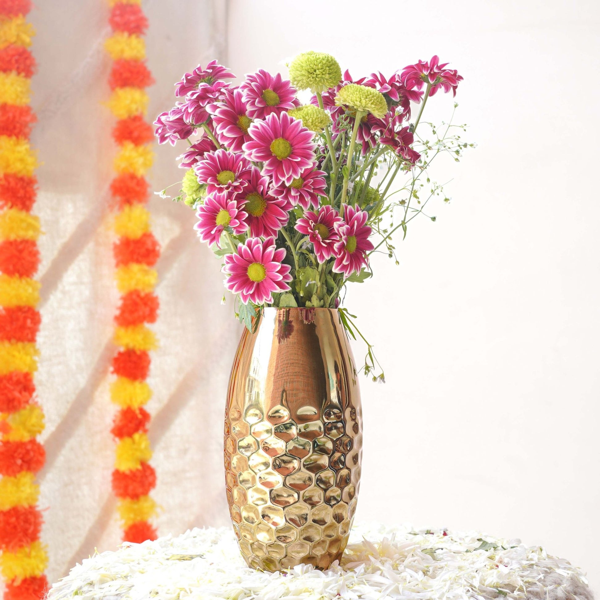 Metal Modern Textured Flower Vase | Gold - Behoma